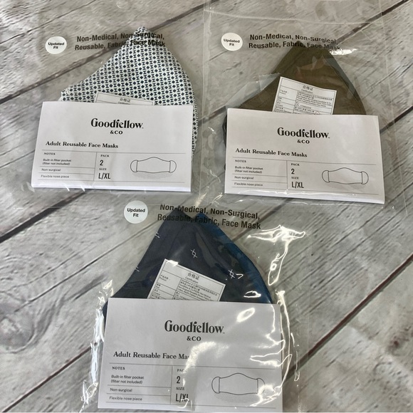 Goodfellow & Co Set of 6 Adult Fabric Face Masks (3 packs of 2), 100% Cotton - Picture 2 of 15